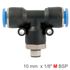 Pu Hose Fitting Tee 10mm-1/8 M
