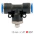 Pu Hose Fitting Tee 12mm-1/8 M
