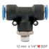 Pu Hose Fitting Tee 12mm-1/4 M