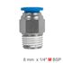 Pu Hose Fitting Straight Stud 8mm-1/4 M