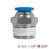 Pu Hose Fitting Straight Stud 8mm-3/8 M