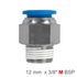 Pu Hose Fitting Straight Stud 12mm-3/8 M
