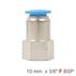 Pu Hose Fitting Straight Stud 10mm-3/8 F