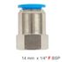 Pu Hose Fitting Straight Stud 14mm-1/4 F
