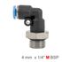 Elbow W/o-ring 4mm-1/4 M Pu Hose Fitting
